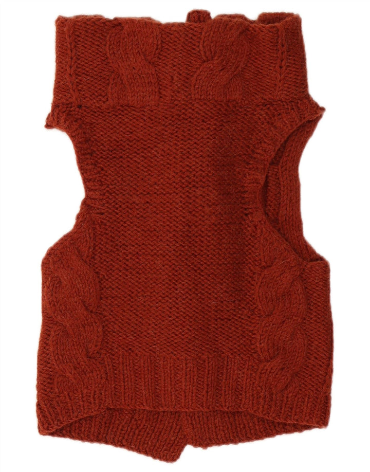 VINTAGE ženski kardigan pulover bez rukava UK 12 Srednje smeđa