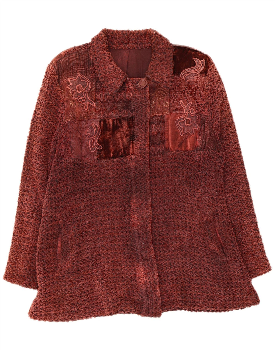 Vintage ženska bomber jakna UK 14 srednje kestenjaste cvjetne boje