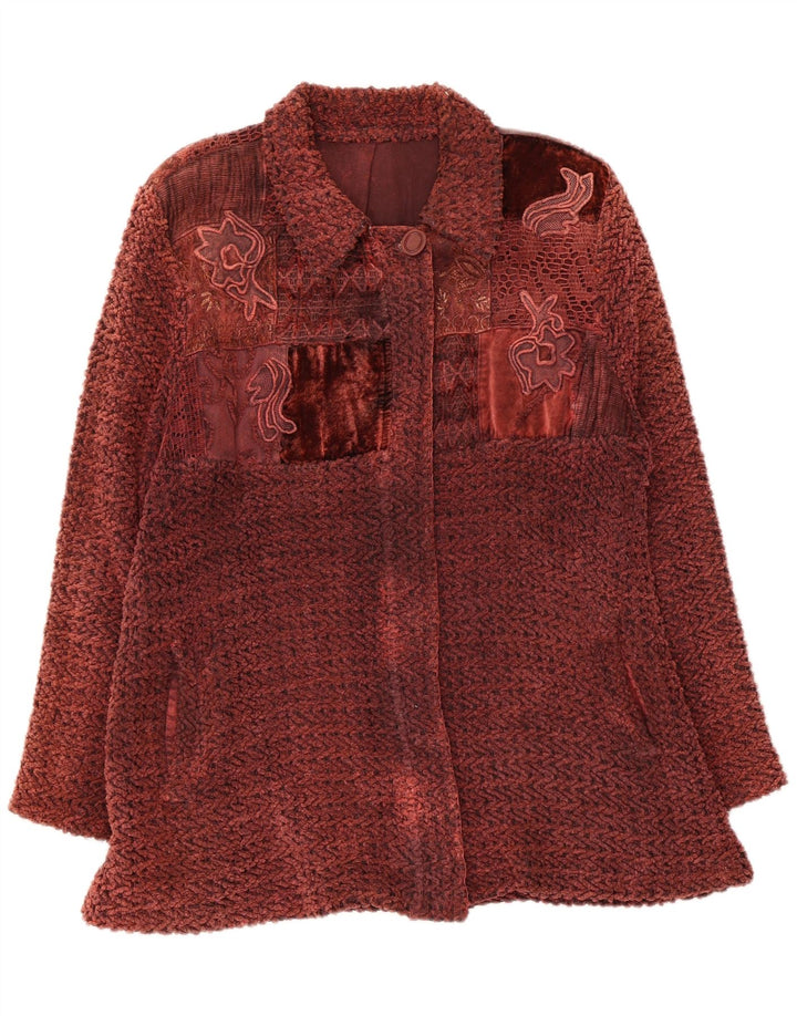 Vintage ženska bomber jakna UK 14 srednje kestenjaste cvjetne boje