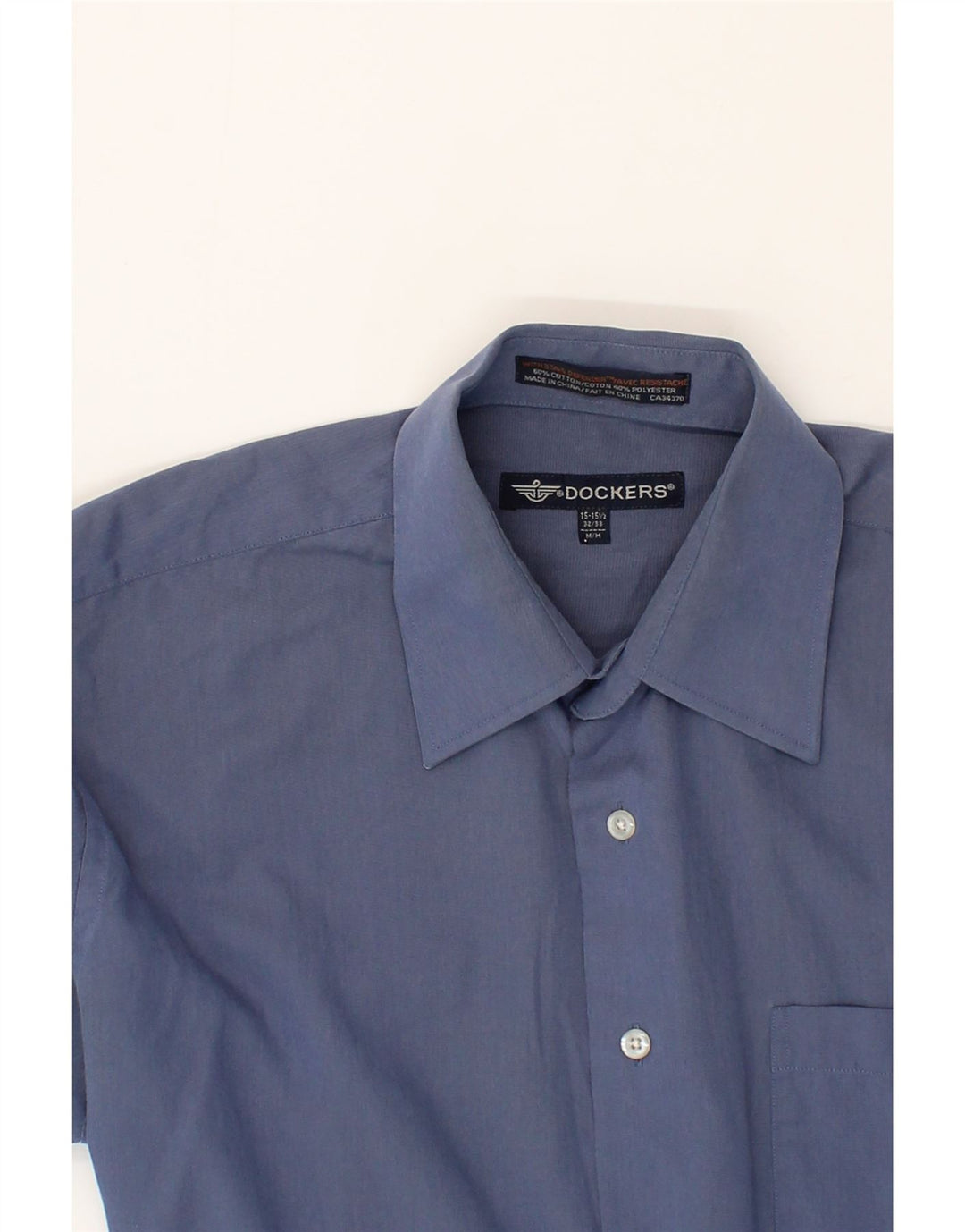 DOCKERS Mens Shirt Size 15 15 1/2 Medium Navy Blue Cotton Vintage Dockers and Second-Hand Dockers from Messina Hembry 