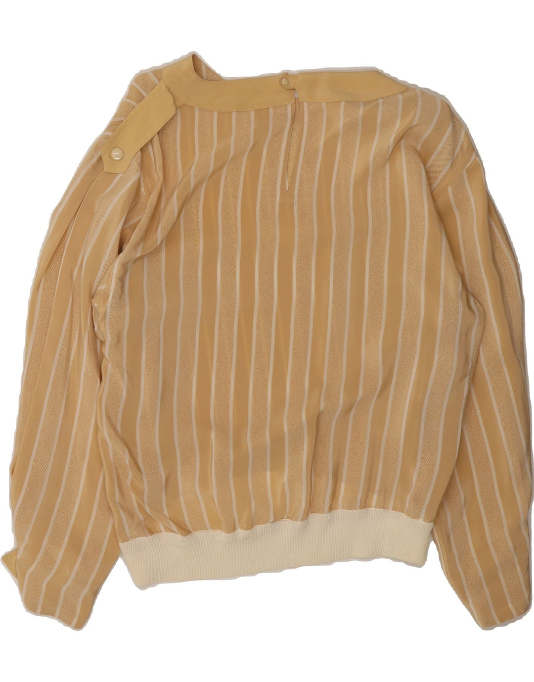 VINTAGE Womens Long Sleeve Blouse Top UK 12 Medium Beige Striped Vintage Vintage and Second-Hand Vintage from Messina Hembry 