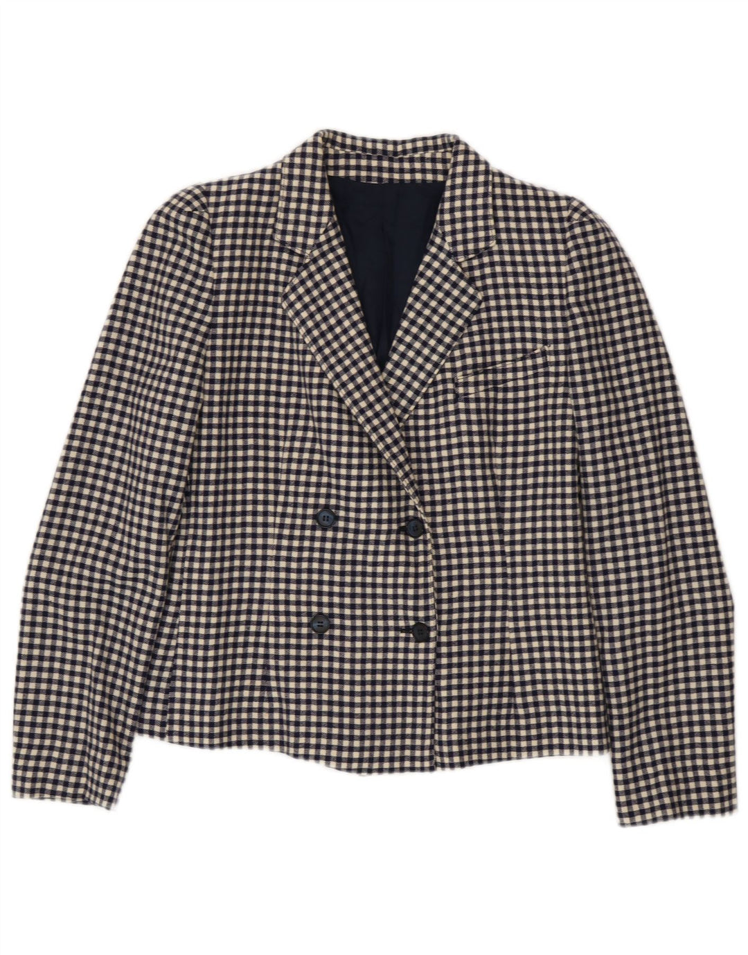 Vintage ženski sako s dvostrukim kopčanjem IT 42 Srednje tamnoplavi gingham