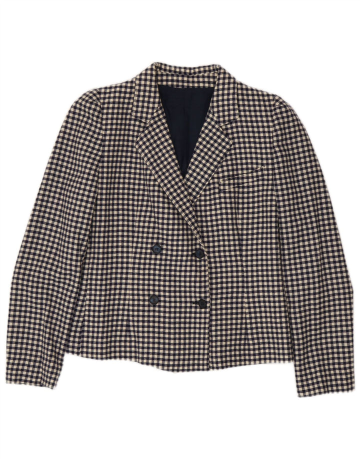 Vintage ženski sako s dvostrukim kopčanjem IT 42 Srednje tamnoplavi gingham
