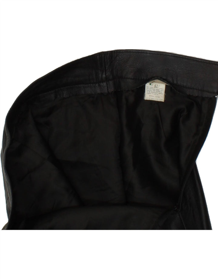 VINTAGE Womens Leather Skirt IT 42 Medium W28 Black Leather Vintage Vintage and Second-Hand Vintage from Messina Hembry 