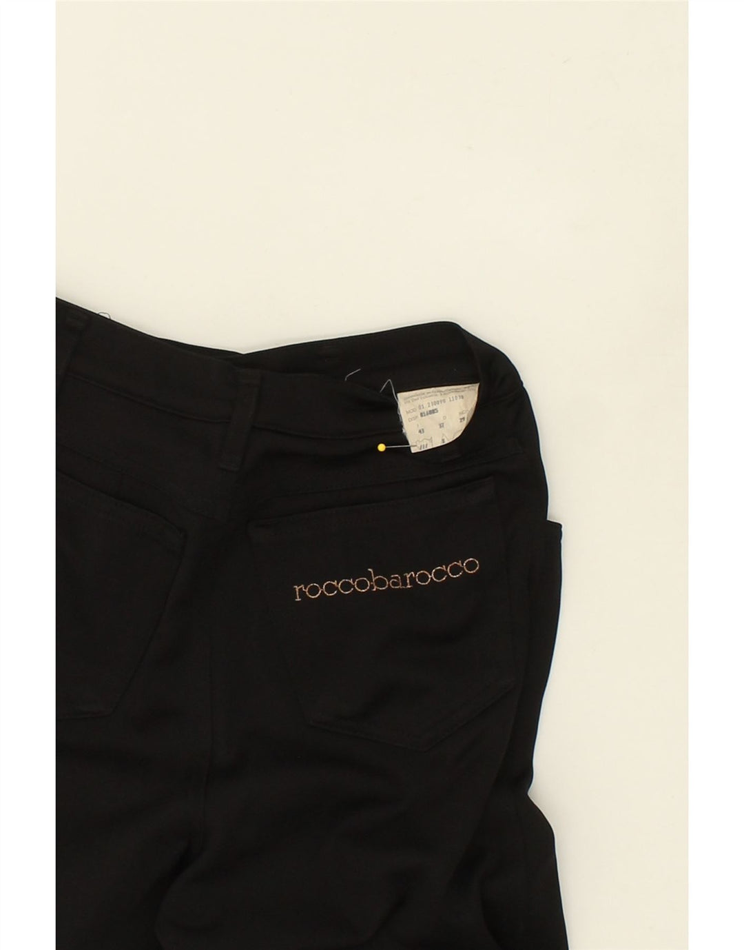 ROCCOBAROCCO Womens Straight Casual Trousers W24 L31  Black Polyester Vintage Roccobarocco and Second-Hand Roccobarocco from Messina Hembry 
