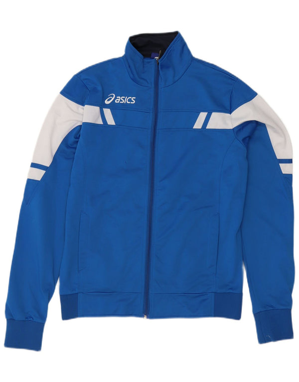 Gornja jakna trenirke Asics Boys 13-14 Years Blue Colourblock Poliester