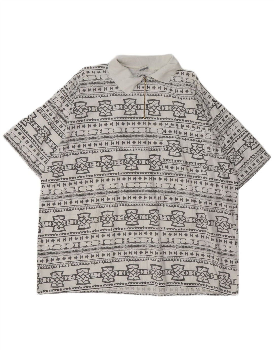 JOHN F GEE Muška pulover majica kratkih rukava 2XL bijeli geometrijski pamuk