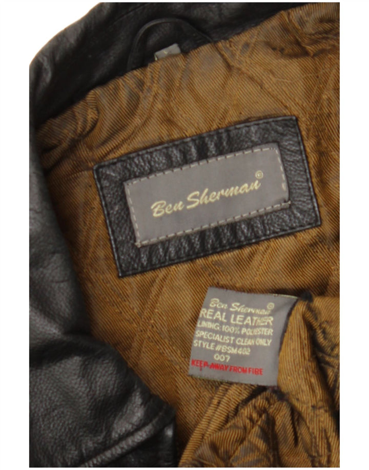 BEN SHERMAN Muška kožna jakna UK 40 velika crna koža