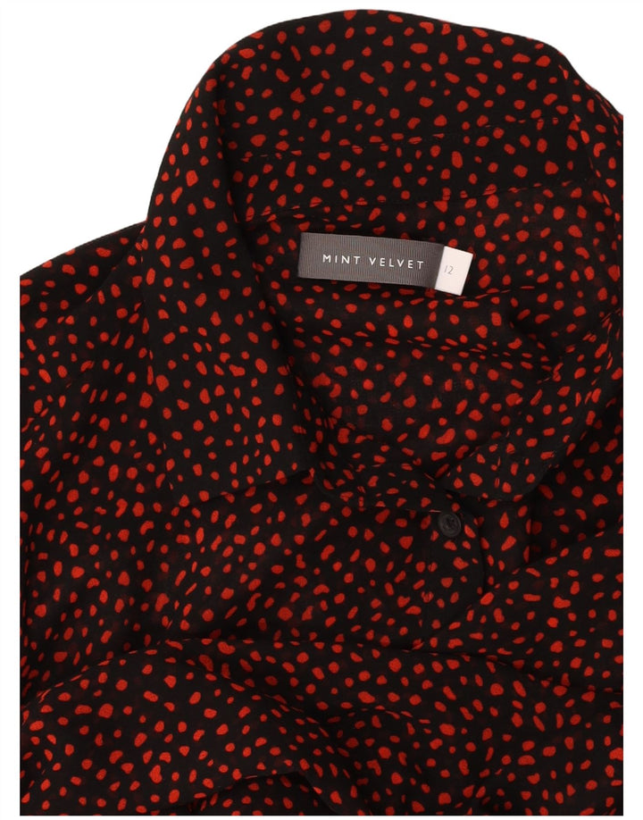 MINT VELVET Ženska košulja haljina dugih rukava UK 12 Srednje crna na točkice