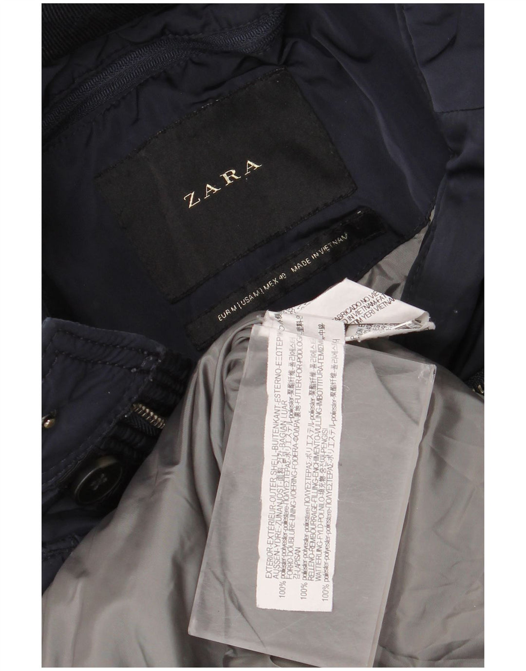 Zara muška podstavljena jakna UK 38 Medium tamnoplavi poliester