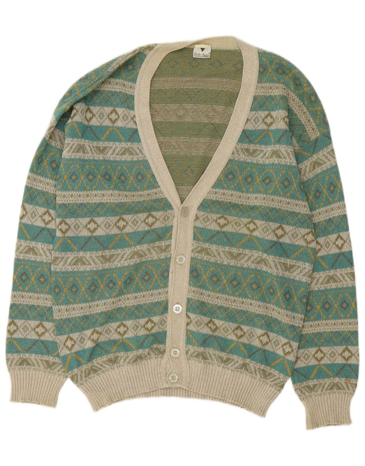 VINTAGE muški kardigan pulover srednje zelene boje Fair Isle