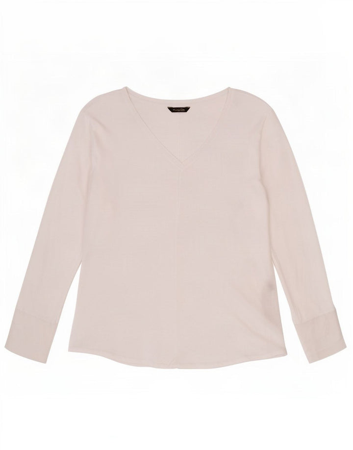 Ženska prozirna majica dugih rukava Massimo Dutti UK 12 Srednje bijeli liocel