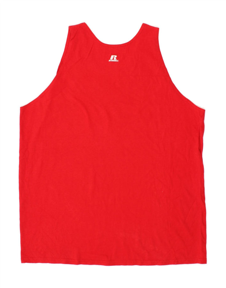 RUSSELL ATHLETIC Mens Vest Top 2XL Red Cotton Vintage Russell Athletic and Second-Hand Russell Athletic from Messina Hembry 