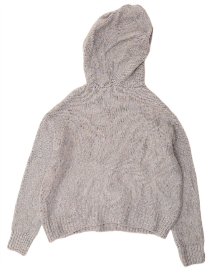 ZARA ženski preveliki džemper s kapuljačom UK 10 Small Blue Flected