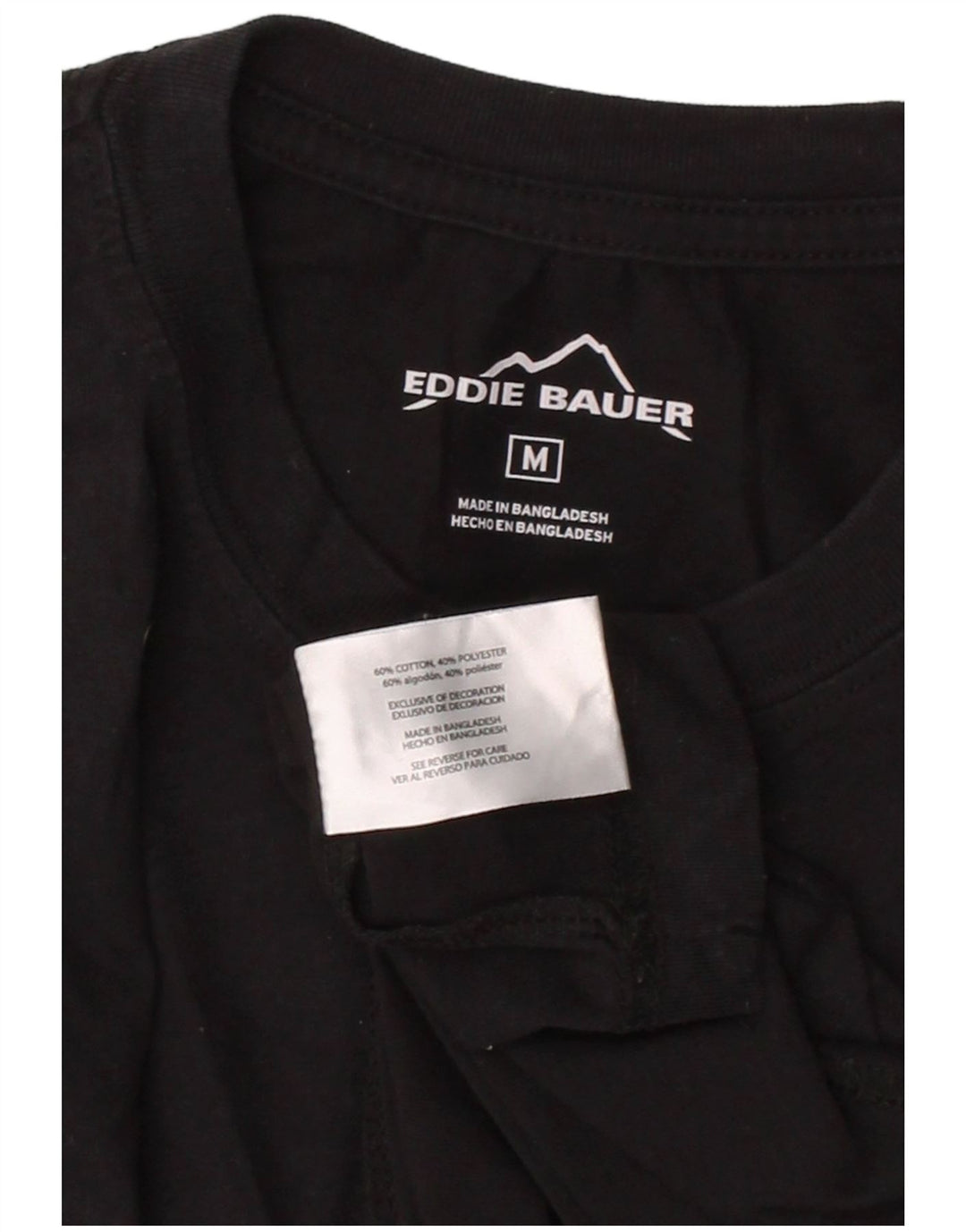 EDDIE BAUER Mens Top Long Sleeve Medium Black Cotton