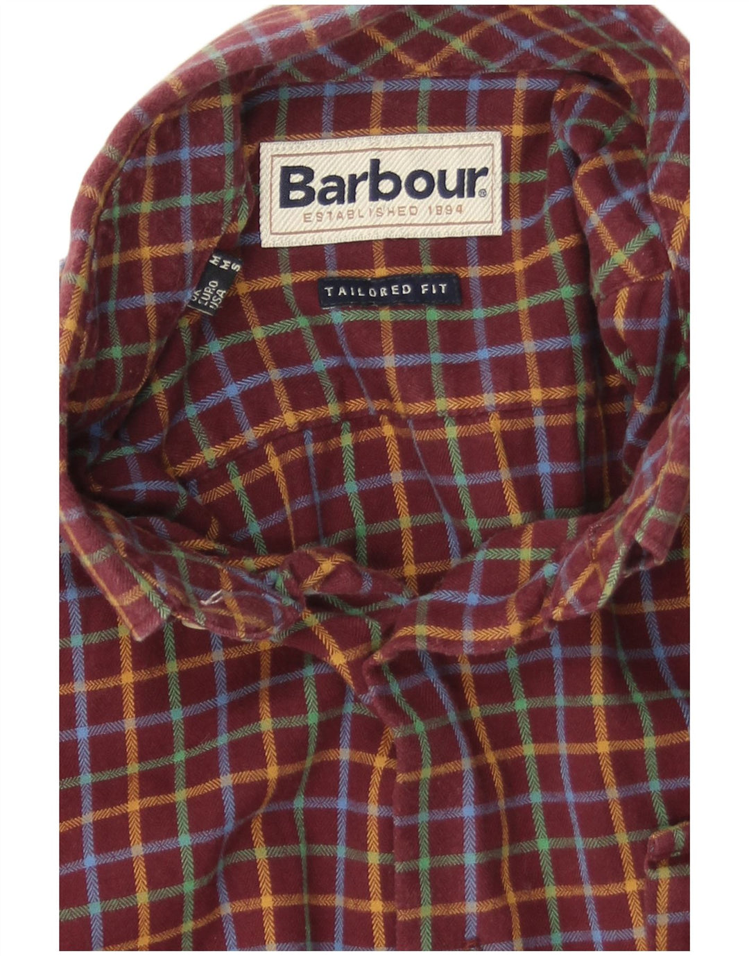 Barbour muška krojena flanelska košulja srednje tamnocrvene boje