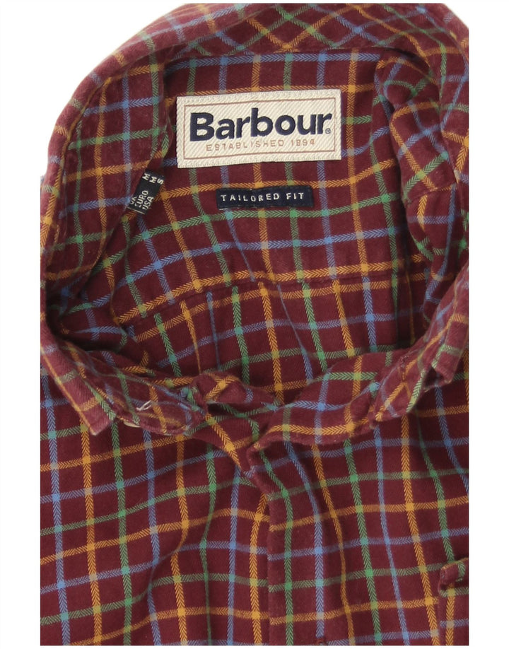 Barbour muška krojena flanelska košulja srednje tamnocrvene boje