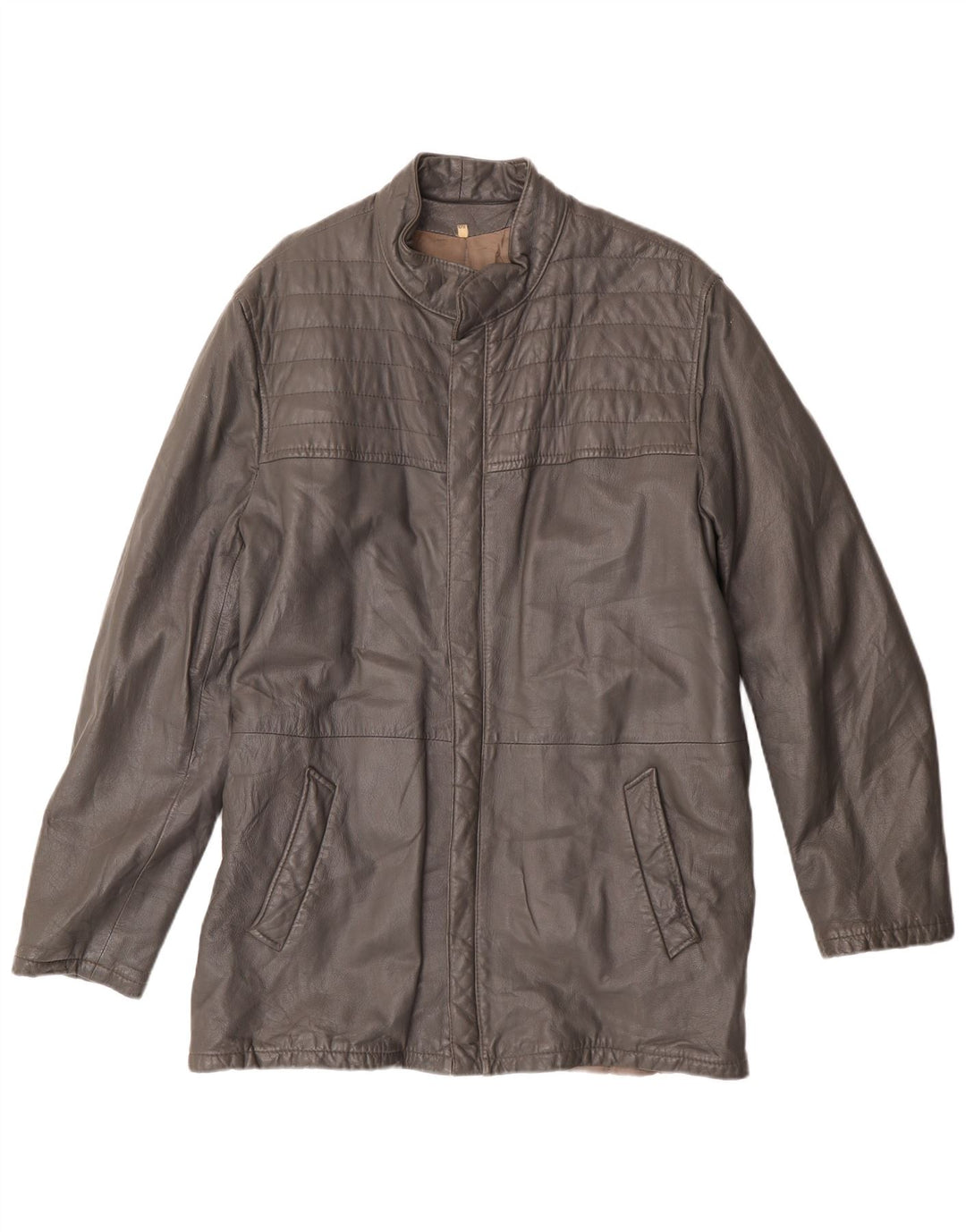 Vintage muška kožna jakna IT 50 velika siva koža