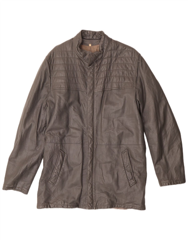 Vintage muška kožna jakna IT 50 velika siva koža
