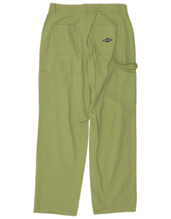 Billabong Womens Straight Cargo Trousers UK 10 Small W32 L29  Green Cotton