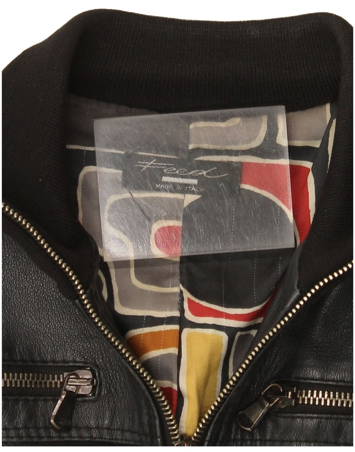 Vintage ženska kožna bomber jakna UK 10 Mala crna