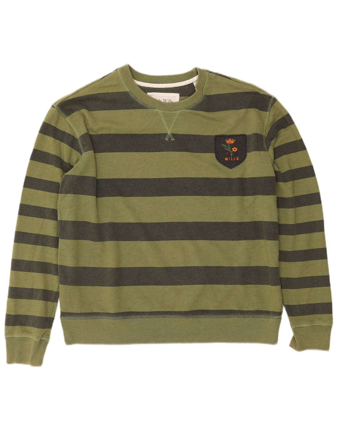 JACK WILLS Ženska prekomjerna majica s kratkim rukavima UK 14 Veliki kaki na pruge