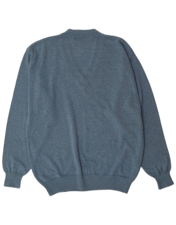 FRANK ALEXS Muški pulover s V-izrezom IT 54 XL plavi geometrijski pamuk