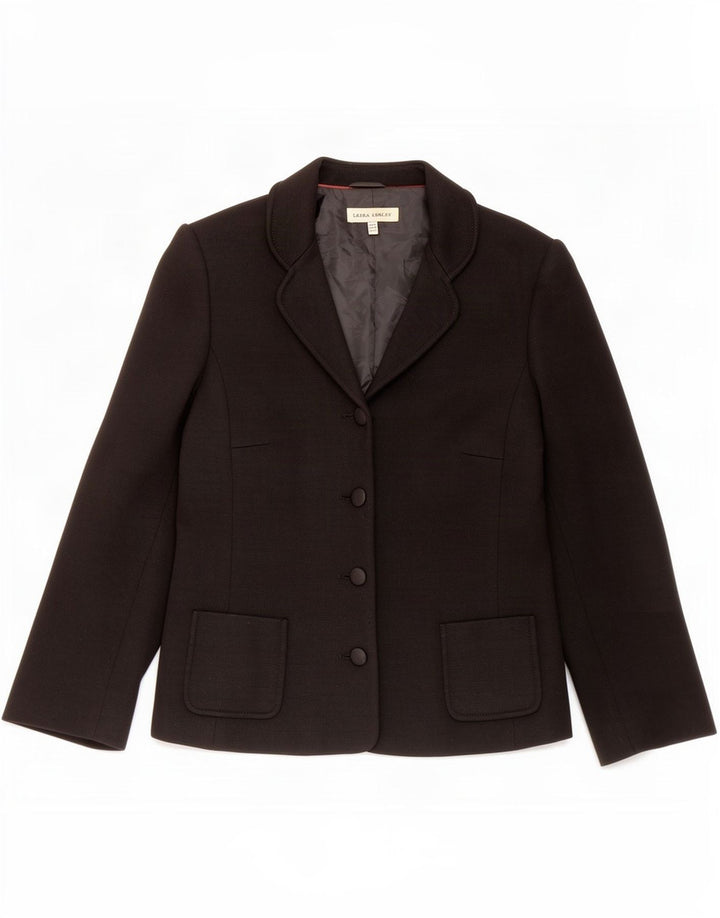 Laura Ashley Ženska jakna s 4 gumba UK 14 Veliki crni akril