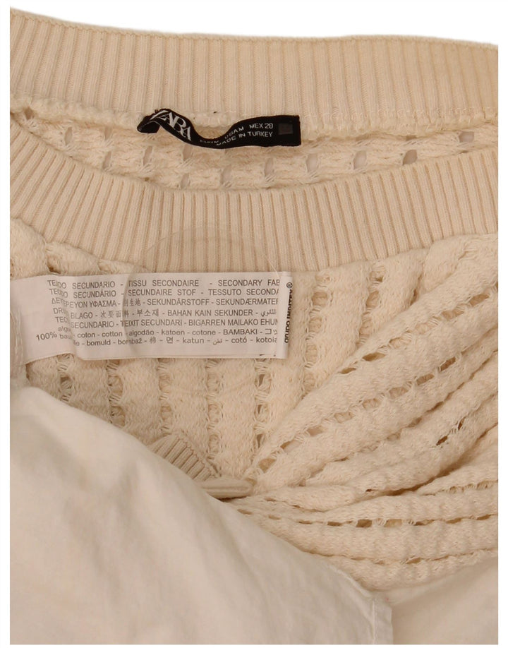 Ženska heklana bluza Zara UK 14 Srednje bijeli pamuk