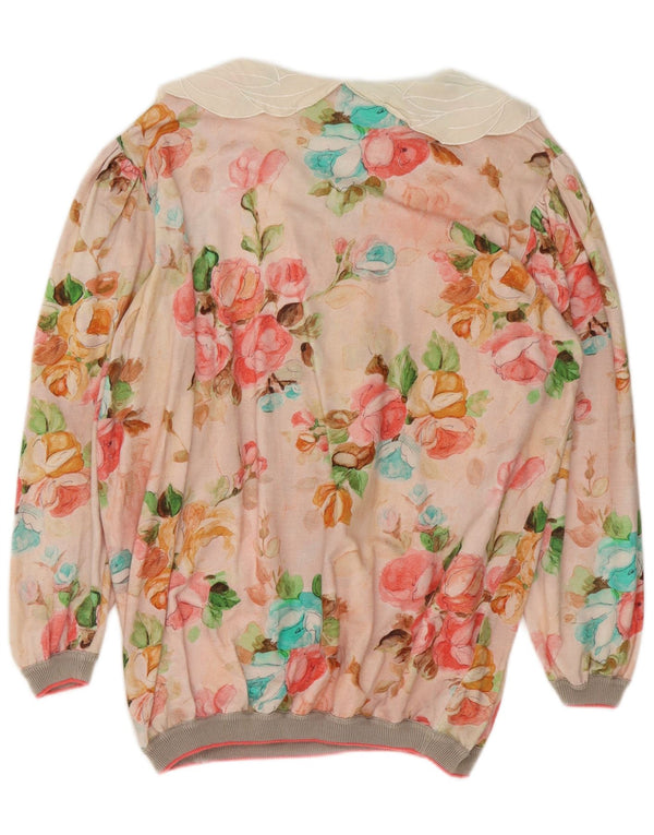Vintage gornji dio ženske prevelike bluze IT 48 XL Raznobojni cvjetni pamuk