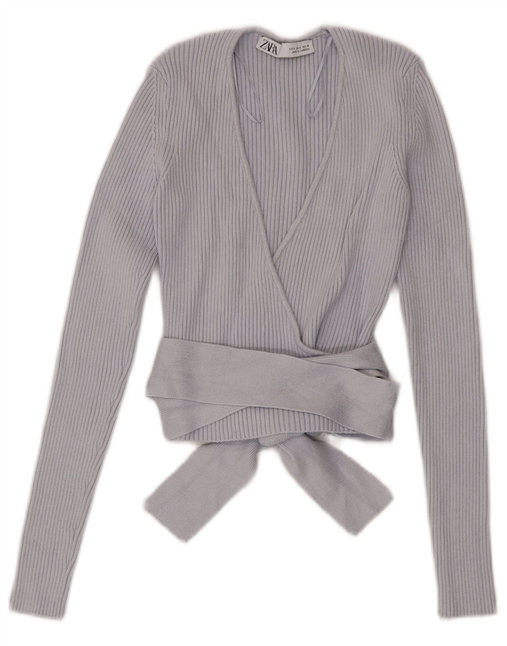 Zara ženski kratki kardigan s omotom UK 8 Small Blue