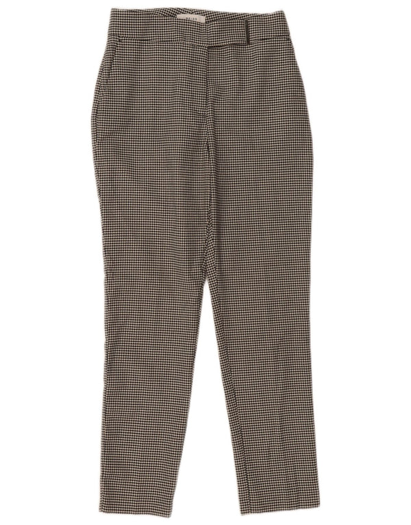 Ženske hlače visokog struka Reiss UK 10 male W28 L29 crne houndstooth