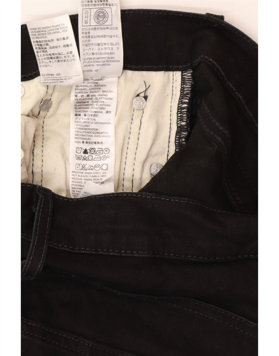 Levi's muške uske traperice W30 L30 crni pamuk