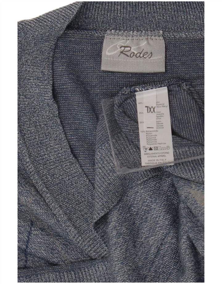 Rodes muški kardigan pulover 2XL plavi argyle/dijamantni akril