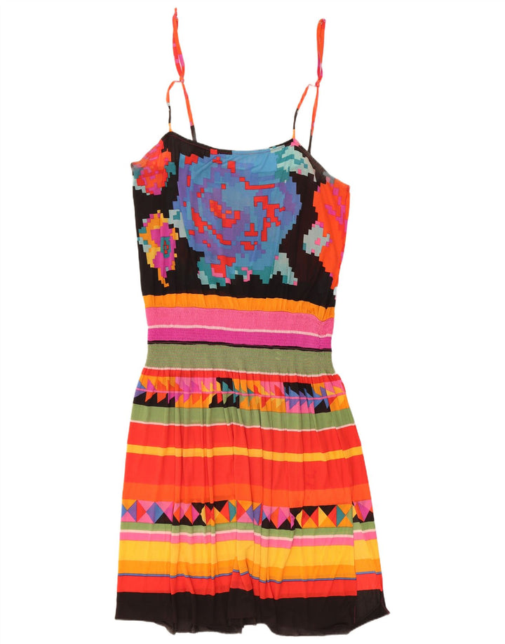 Vintage ženski sarafan UK 14 velikih raznobojnih geometrijskih oblika