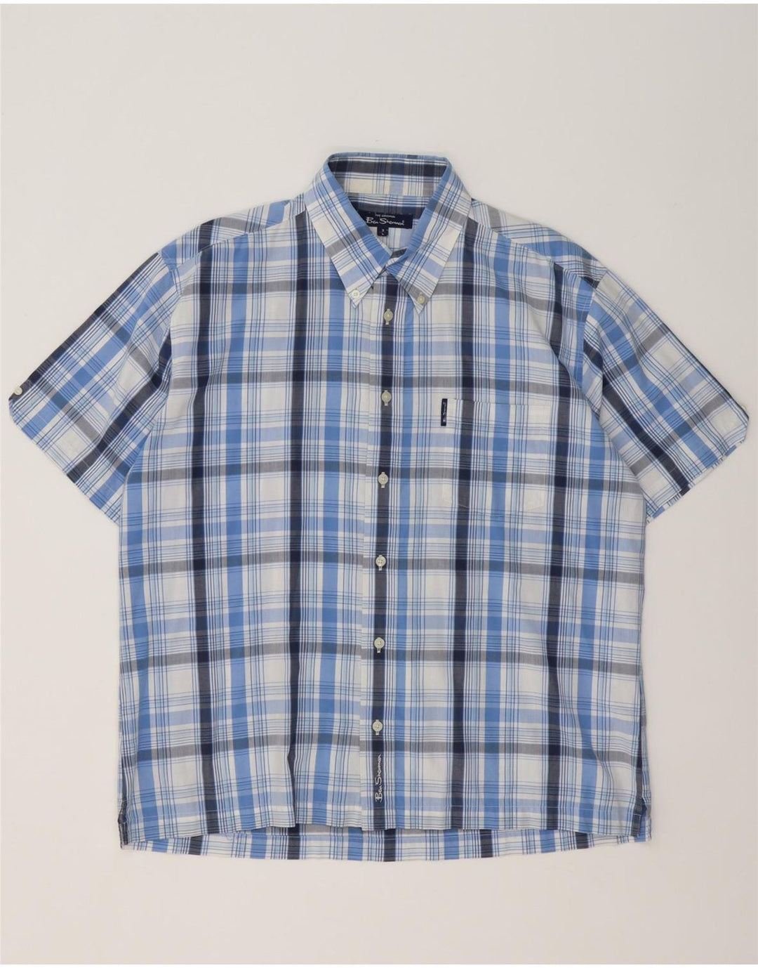 Ben Sherman muška majica kratkih rukava veliki plavi karirani pamuk
