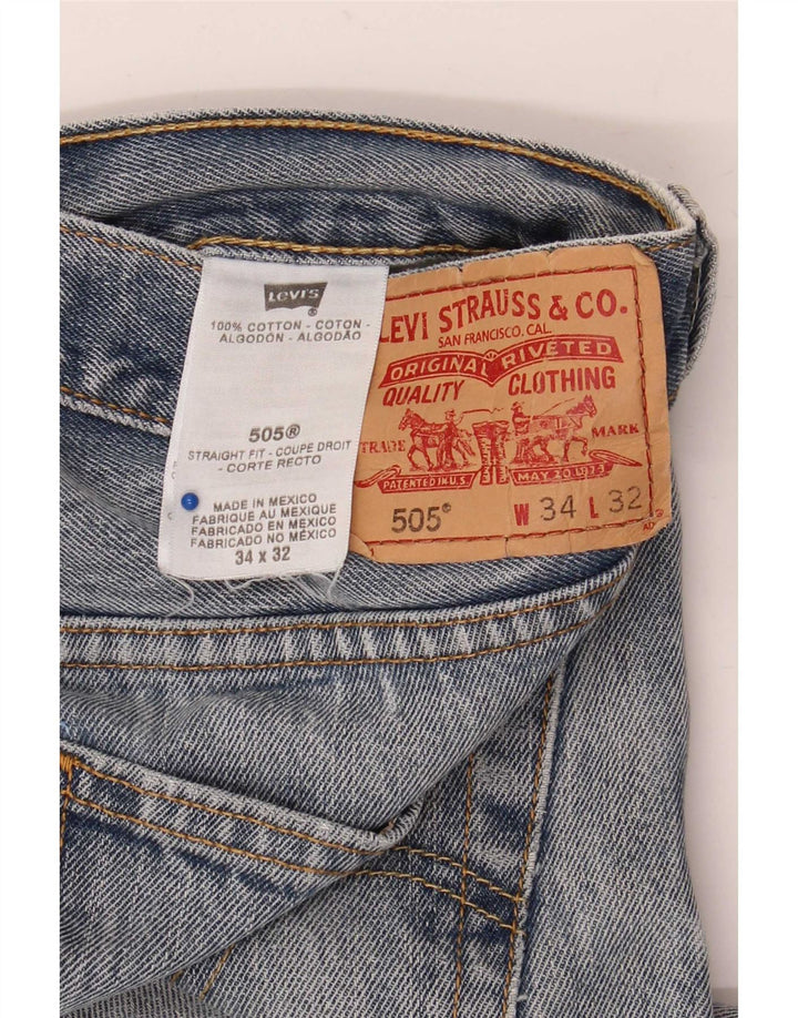 Levi's muške 505 ravne traperice s oštećenjem W34 L32 plavi pamuk