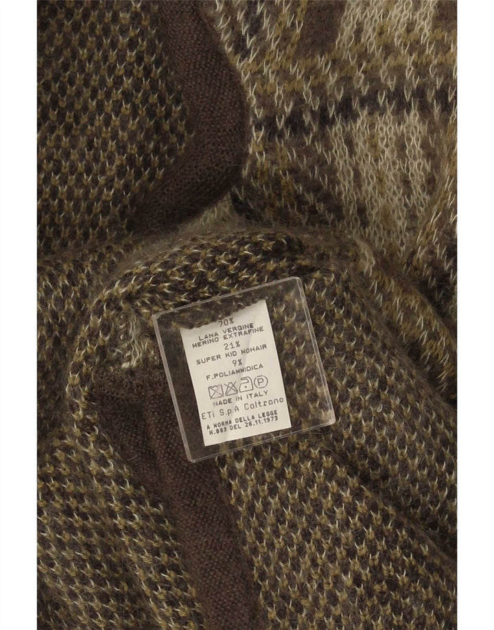 Vintage ženski kardigan džemper UK 16 Veliki sivi karirani vuneni