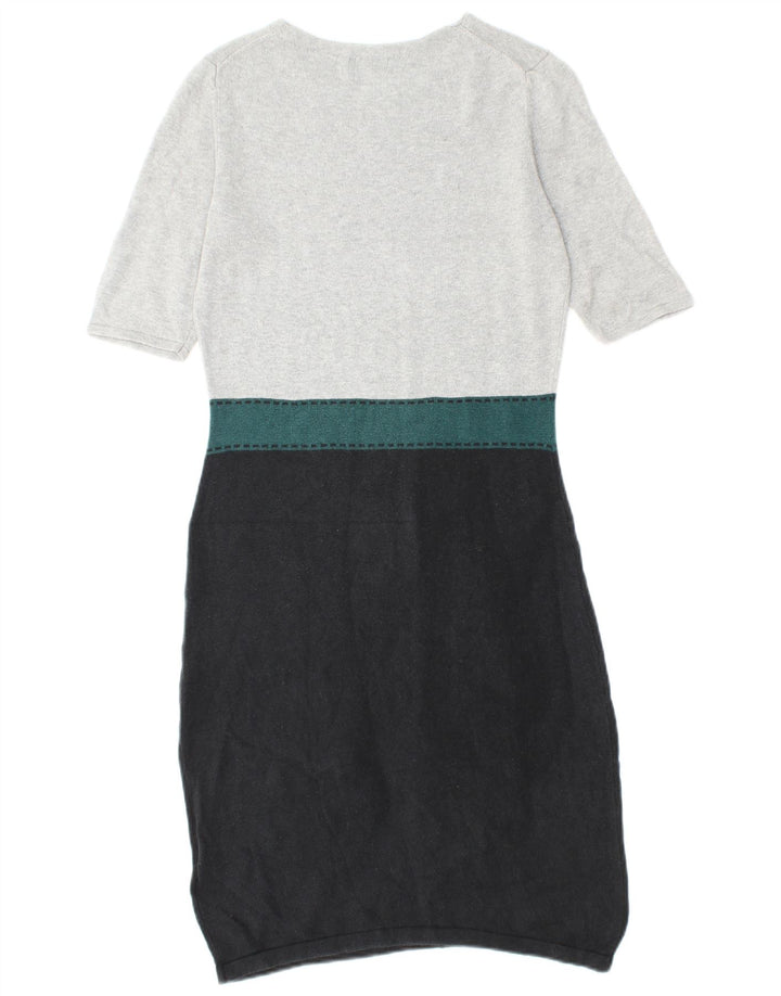 HOBBS Ženska džemper haljina kratkih rukava UK 10 Mala siva svila u blokovima boja