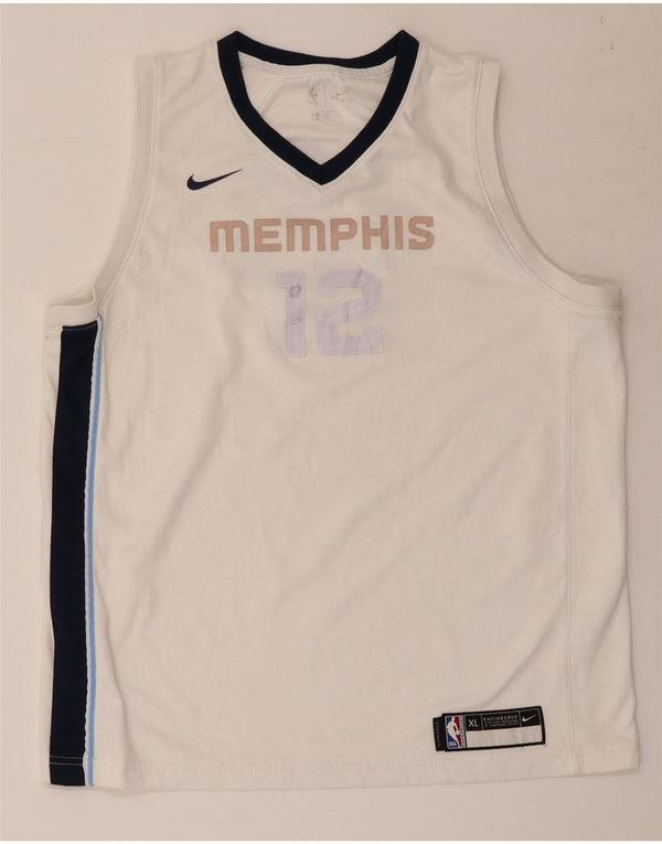 NIKE Boys Memphis Graphic Vest Top 15-16 Years XL White Colourblock
