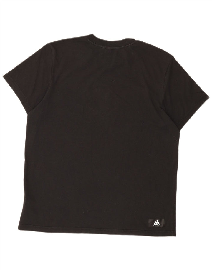 ADIDAS Womens Graphic T-Shirt Top UK 12/14 Medium Black Polyester