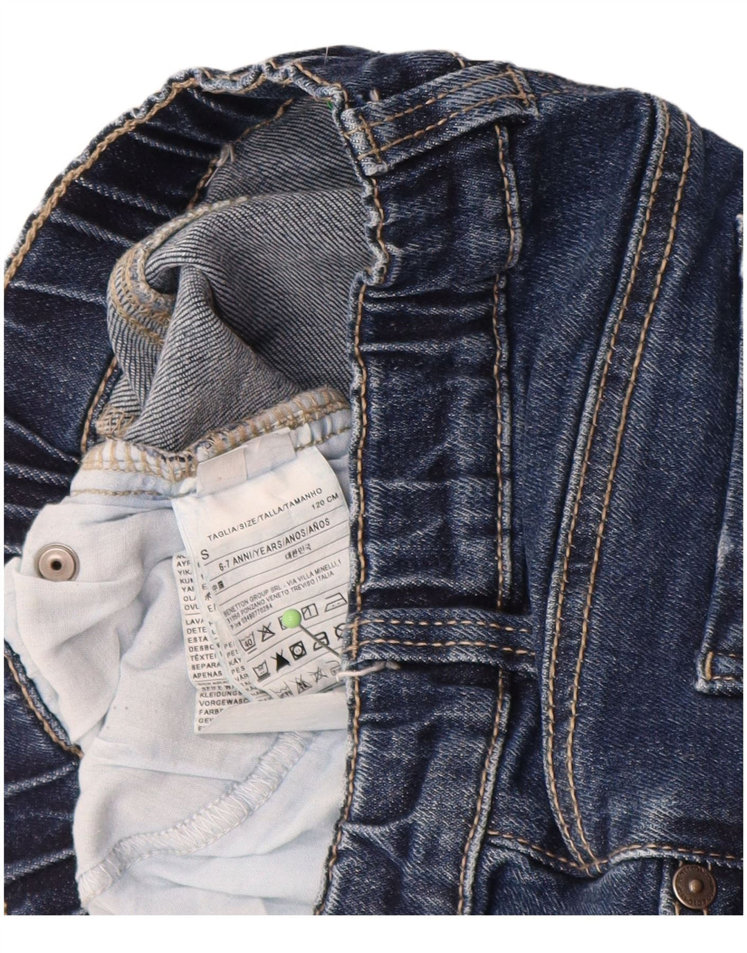 BENETTON Boys Justin Straight Jeans 6-7 Years W22 L17 Plavi pamuk