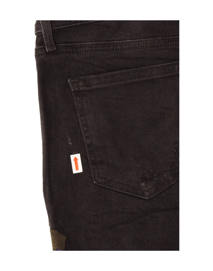 Zara ženske traper kratke hlače s grafičkim dizajnom EU 38 male W28 crne boemske cvjetne boje