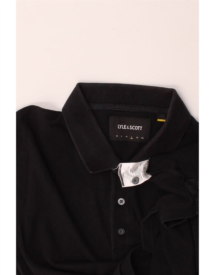 LYLE & SCOTT Mens Polo Shirt Large Black Cotton Vintage Lyle & Scott and Second-Hand Lyle & Scott from Messina Hembry 