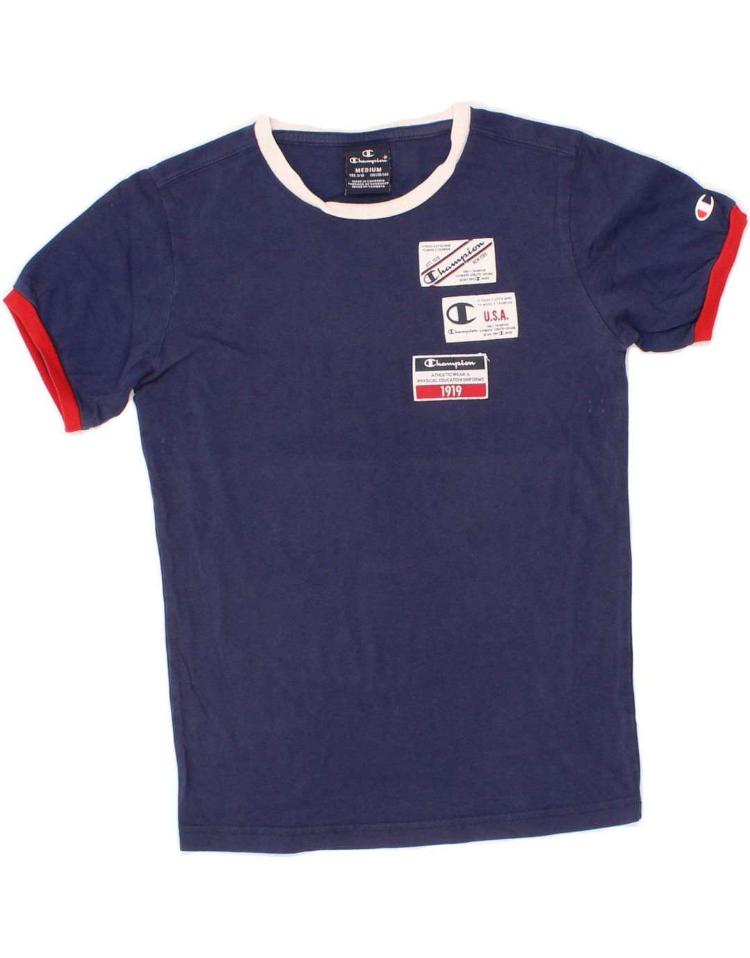 CHAMPION Boys Graphic T-Shirt Top 9-10 Years Medium Blue Vintage Champion and Second-Hand Champion from Messina Hembry 