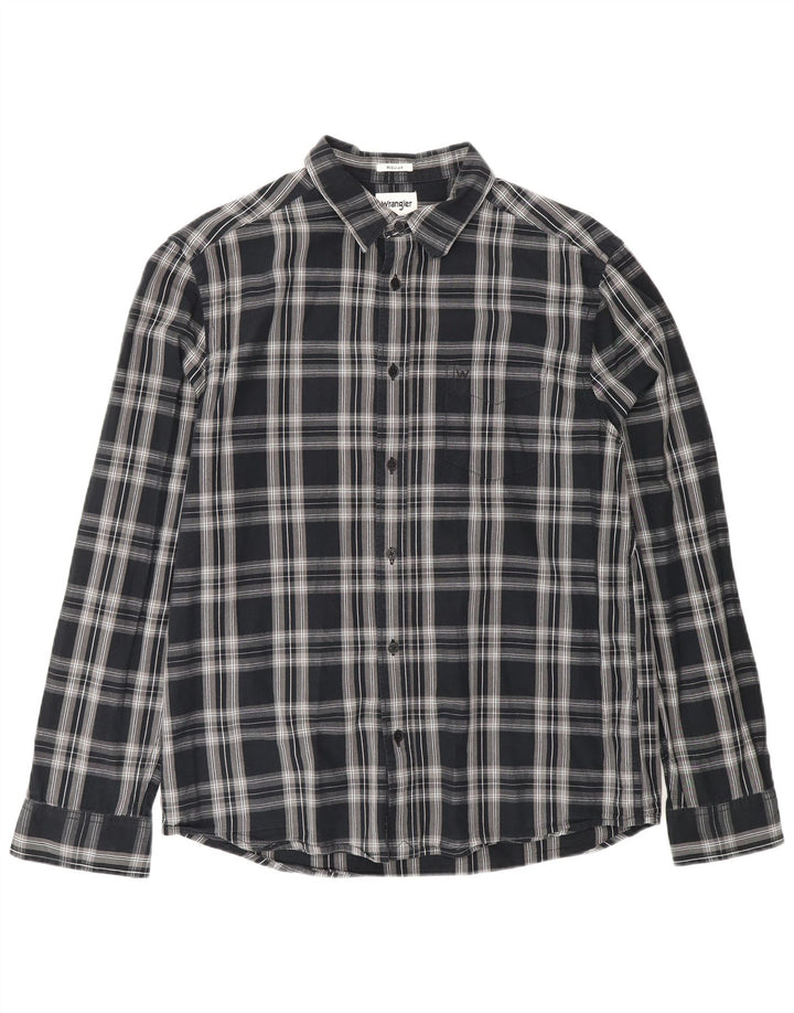 Wrangler muška flanelska košulja standardnog kroja, srednji crni karirani pamuk