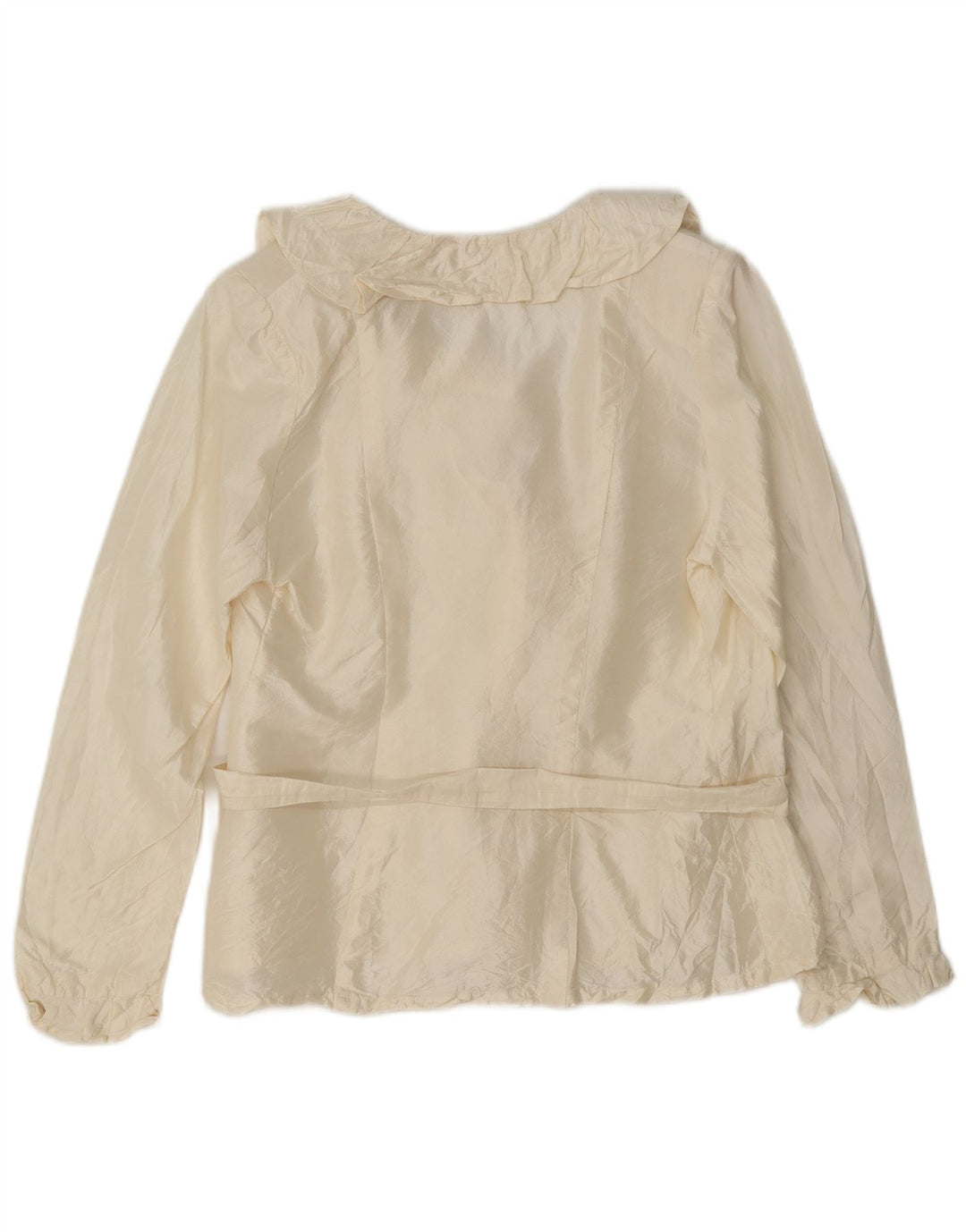 Vintage ženska košulja s volanima sprijeda UK 10 Small Off White