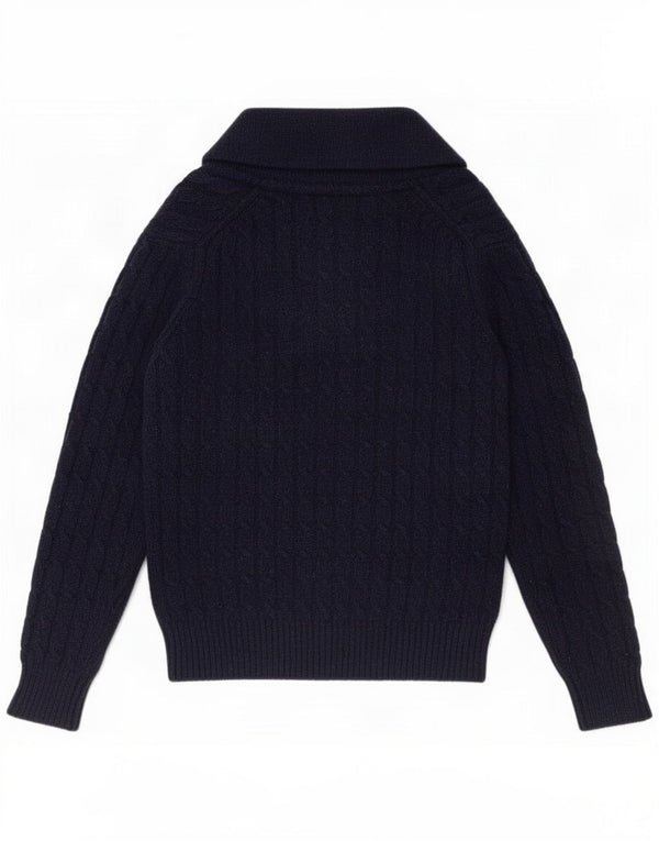 Lyle & Scott Mens Shawl Neck Jumper Sweater Medium Navy Blue Wool