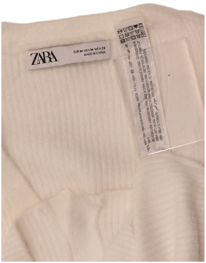Zara ženski kratki kardigan pulover UK 12 Srednje bijeli najlon