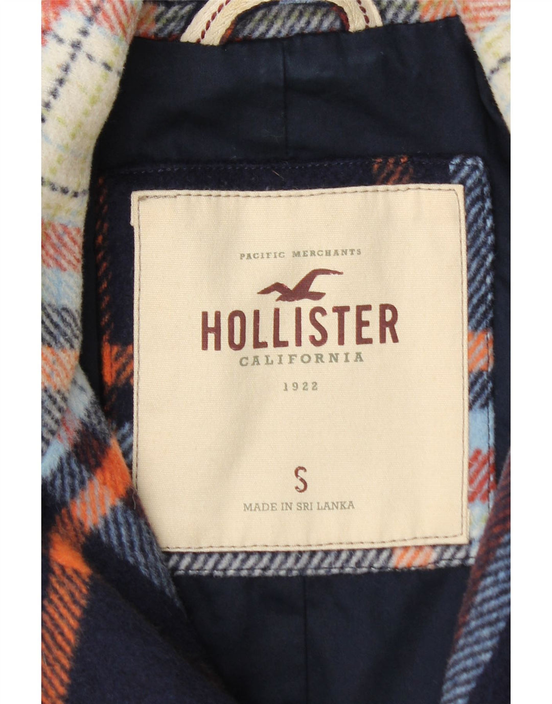 Hollister ženska crop bomber jakna UK 10 Mala tamnoplava karirana vunena